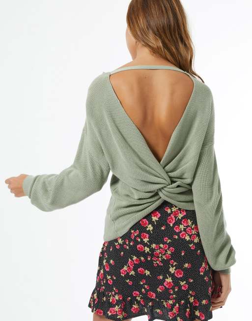 Open twist back clearance sweater