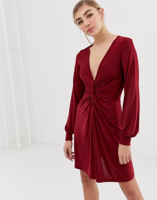 Miss selfridge 2025 burgundy dress