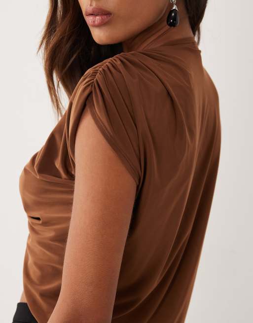 Miss Selfridge twist front top in bronze, 2 of 4