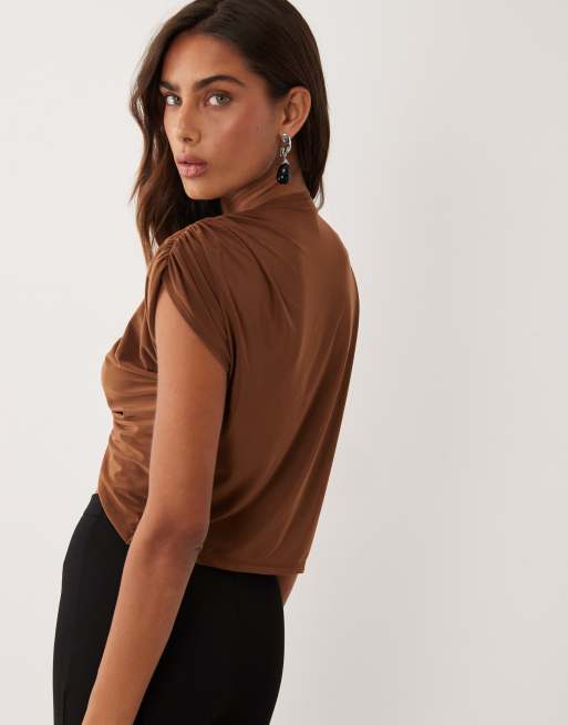 Miss Selfridge twist front top in bronze, 4 of 4