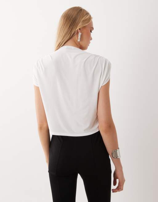 Miss Selfridge twist front top in cream, 3 of 4