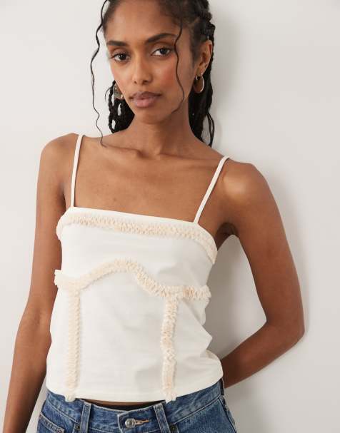 Miss Selfridge under bust seam detail cami top in cream - view 1