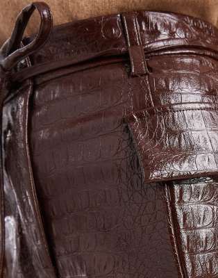 Miss Selfridge Utility Mini Skirt In Brown