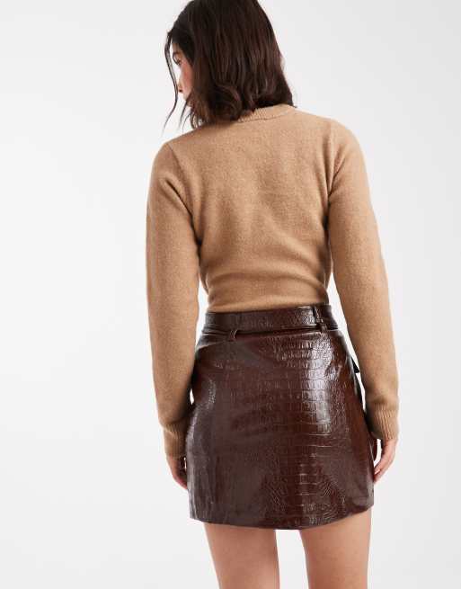 Miss Selfridge - Utility minirok in krokodillenmotief, 3 van 5