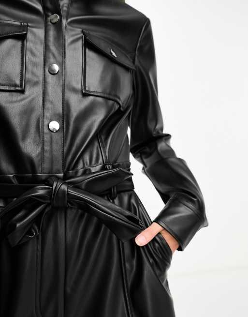 Miss Selfridge - Utility-overall van imitatieleer in zwart, 4 van 4