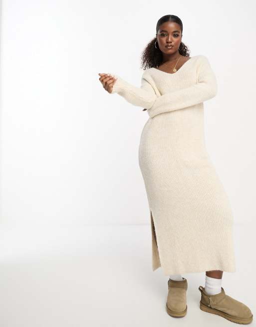 Monki cable knit oversized sweater in white