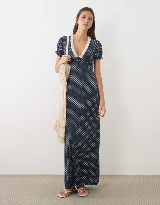 blue polka dot tea dress Miss Selfridge - Maxi - Women - Polyester - XS US Size:14/46