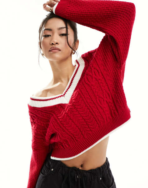 High low hot sale crop sweater