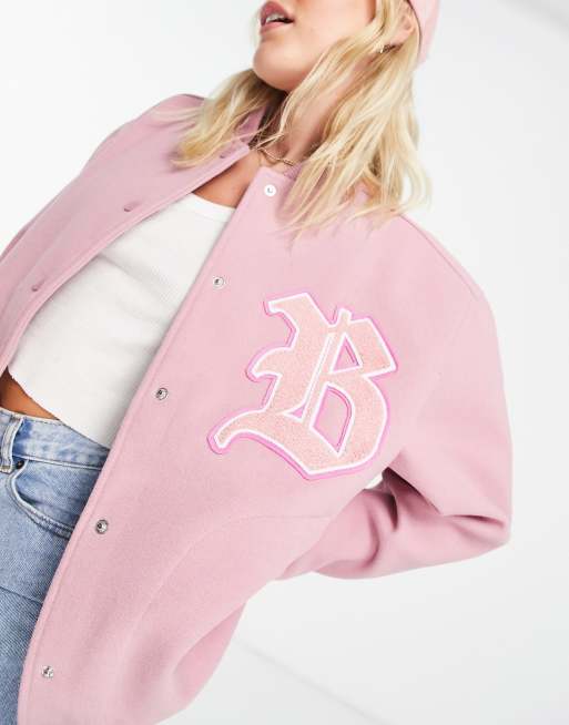 Pastel pink bomber jacket sale