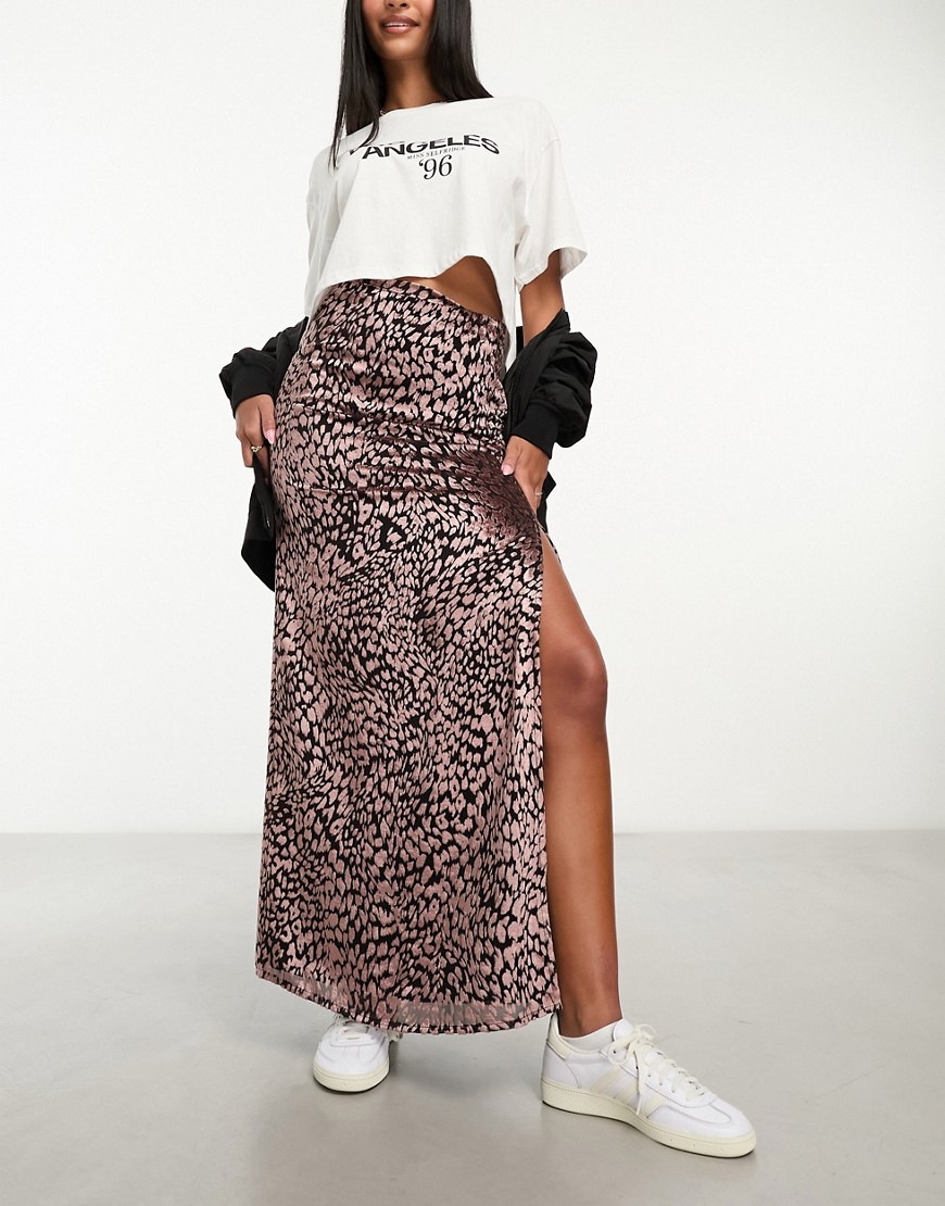 Miss Selfridge Velvet Burnout Maxi Skirt In Animal-multi