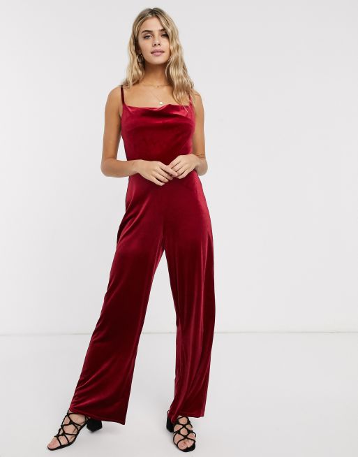 Red 2024 velvet jumpsuit