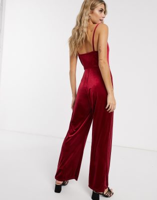 miss selfridge burgundy jumpsuit