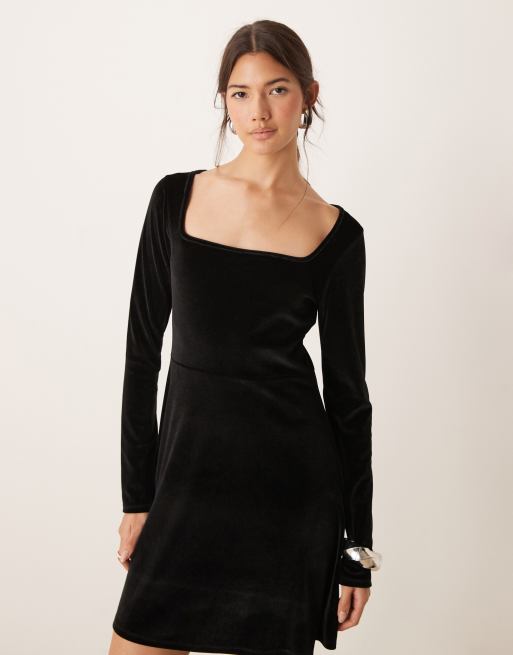 Miss Selfridge velvet square neck fit and flare dress