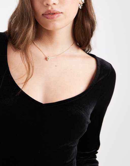 Miss Selfridge velvet sweetheart neckline bodysuit, 4 of 4