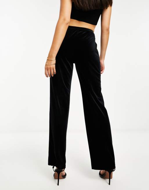 Miss Selfridge velvet tailored cigarette pants in black