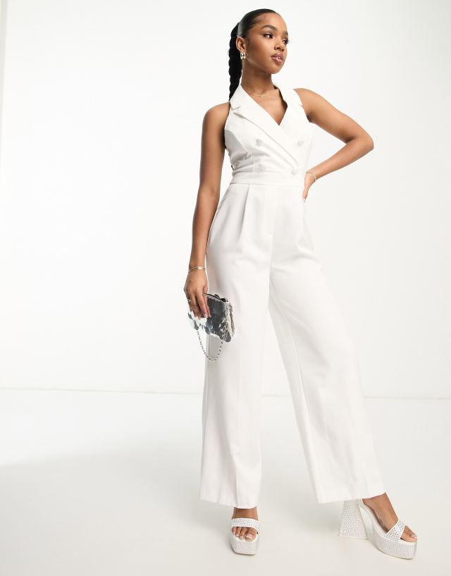 Miss Selfridge vest jumpsuit in ivory