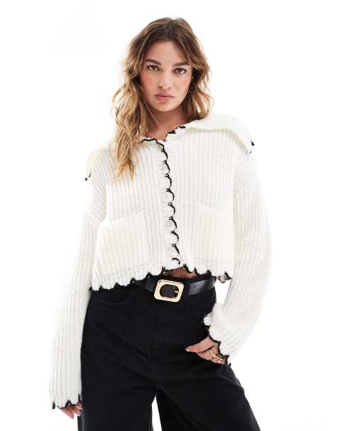 Miss Selfridge - Vest met festonsteek en grote kraag - view 1