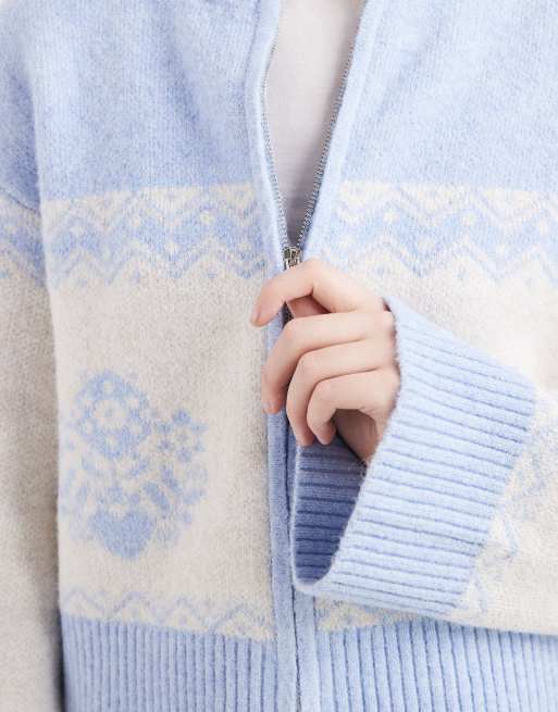 Miss Selfridge - Vest met patroon en rits in blauw, 4 van 4