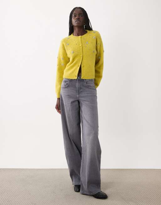 Miss Selfridge vest met versiering, knopen en zakdetail in chartreuse, 3 van 4
