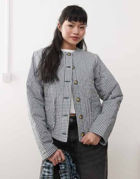 Miss Selfridge - Veste matelassée à carreaux - Noir et blanc - view 1
