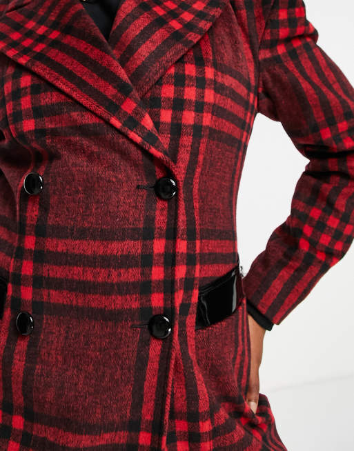 Miss Selfridge - Veste style blazer à épaulettes - Carreaux rouges , 4 de 4