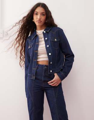 Veste Matelassée Bleue Miss Selfridge Avec Patchs Aux Coudes - Taille 8 - Occasion Très Bon État