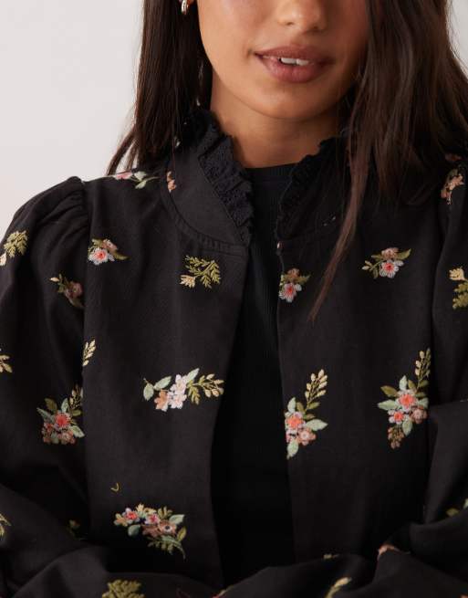 Miss Selfridge veste victorienne brodée noire, 3 de 4