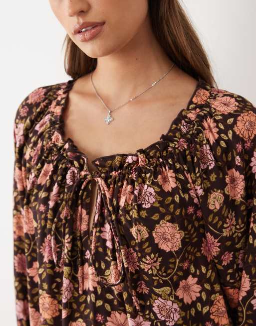 Miss Selfridge - Vestido amplio para festivales con estampado de estilo retro de fibras hiladas, 3 de 4