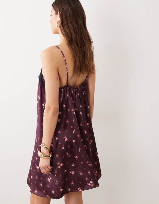 Miss Selfridge - Vestitino con spalline sottili in raso e pizzo, 4 di 4