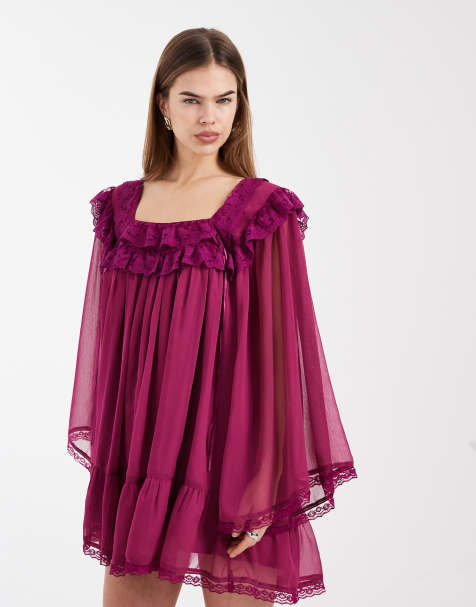 Miss Selfridge - Vestitino in pizzo e chiffon con maniche svasate - view 1