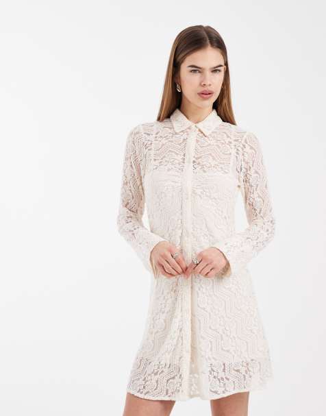 Miss Selfridge - Vestito camicia aderente in pizzo - view 1