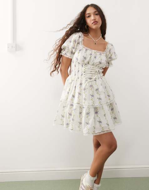 Miss Selfridge - Vestito corto a corsetto con stampa a fiori blu - view 1
