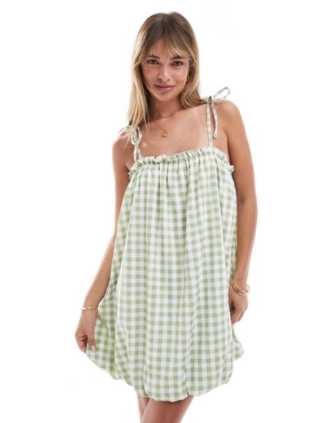 Miss Selfridge - Vestito corto a palloncino verde salvia - view 1