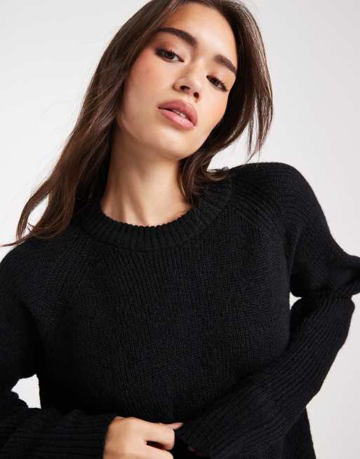 Miss Selfridge - Vestito corto girocollo in maglia nero, 3 di 4