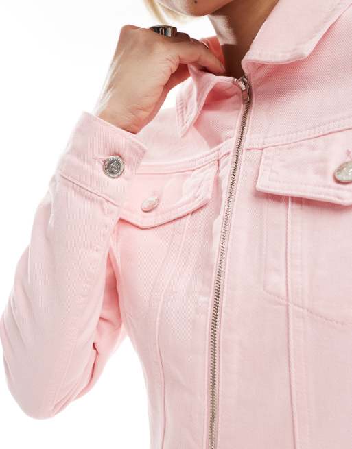 Miss Selfridge - Vestito corto in denim rosa chiaro con zip, 3 di 4