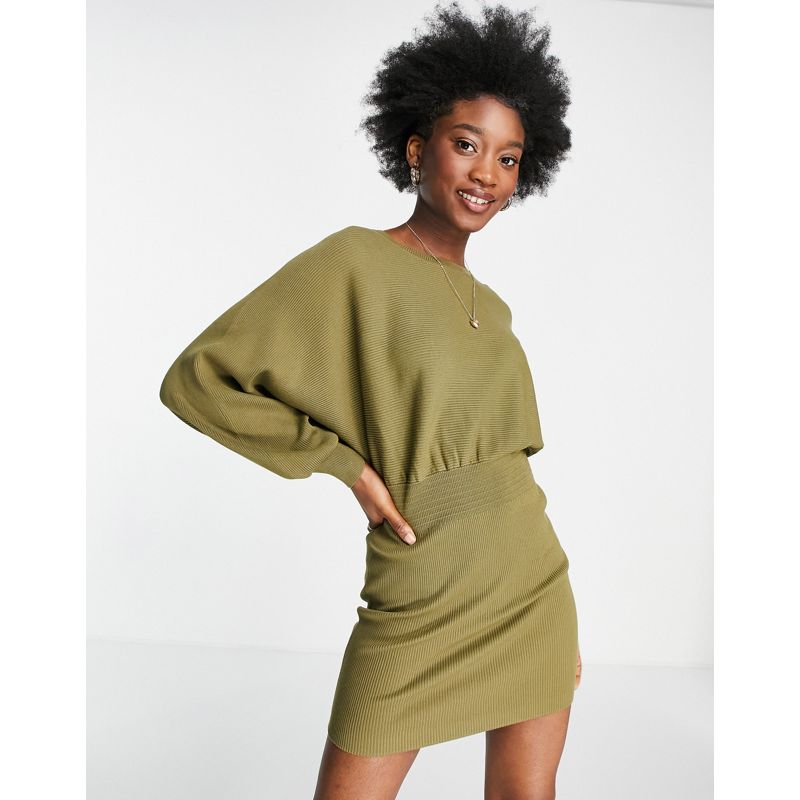 Vestiti casual Vestiti Miss Selfridge - Vestito corto in maglia attillato in tessuto ecologico, colore oliva 