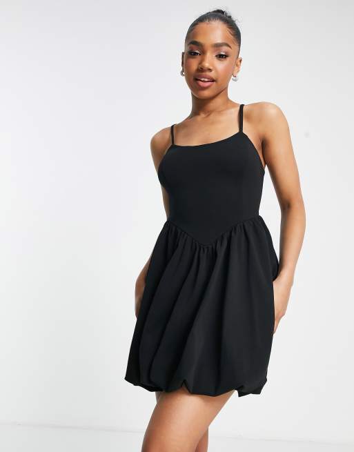 Miss Selfridge Vestito corto nero a palloncino con fascette e dettaglio a corsetto Cra wallonieShops