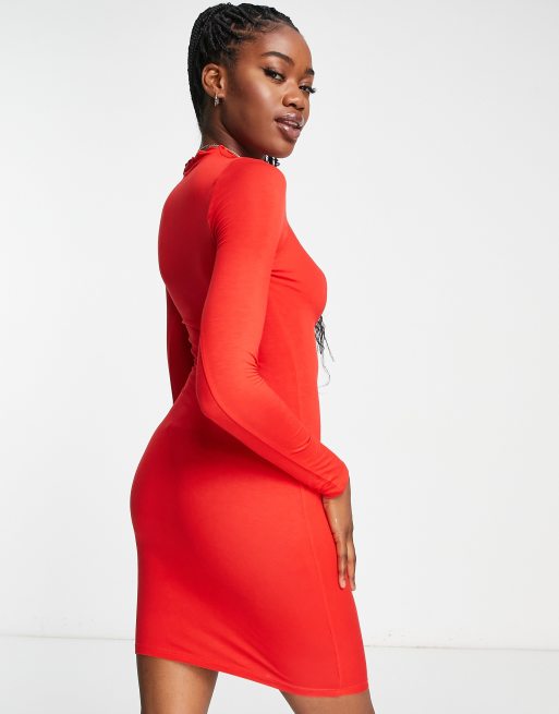 Miss Selfridge - Vestito corto rosso arricciato sul davanti , 2 di 4