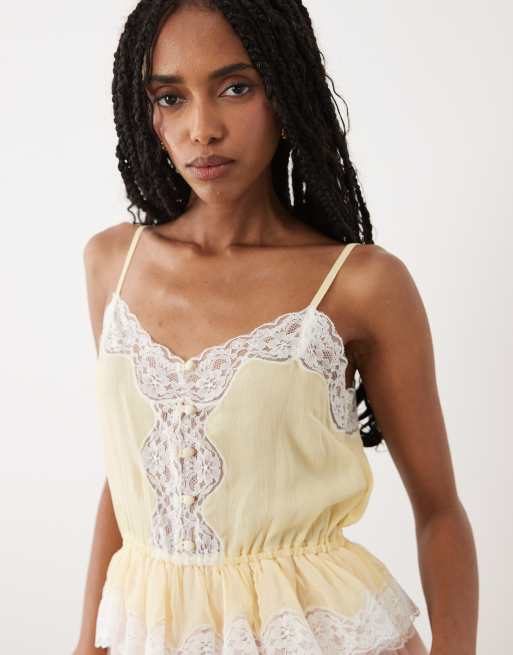Miss Selfridge - Vestito corto trasparente con godet in pizzo pastello, 4 di 4