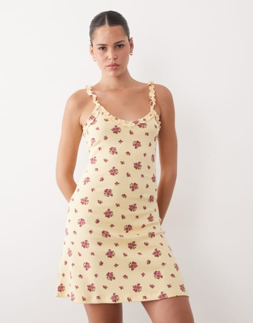 Miss Selfridge - Vestito estivo corto giallo a fiorellini, 2 di 4
