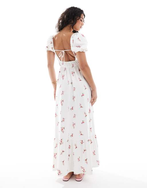 Miss Selfridge - Vestito lungo a fiori con maniche a sbuffo, 2 di 4