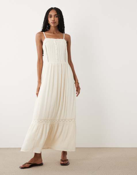 Miss Selfridge - Vestito lungo color avorio con inserti in pizzo - view 1