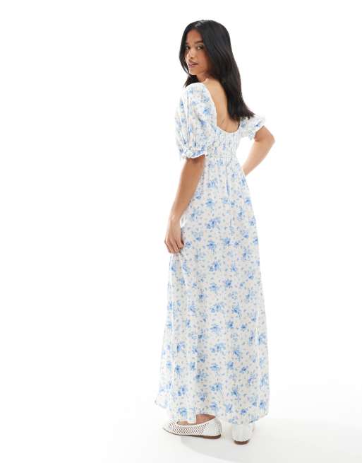 Miss Selfridge - Vestito lungo da giorno blu a fiori, 4 di 4
