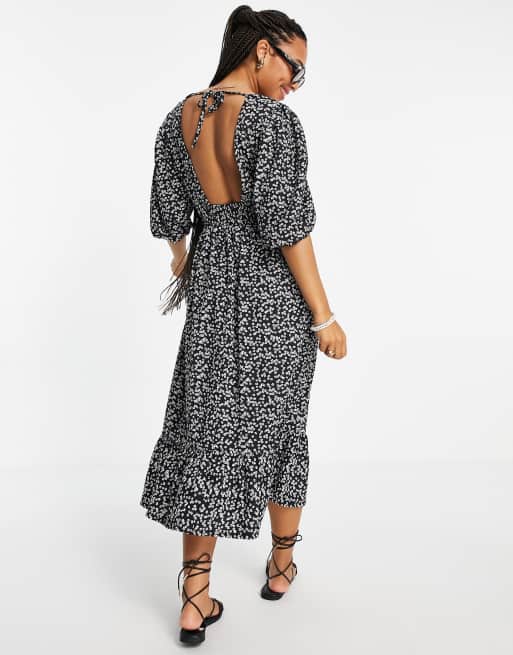 Miss Selfridge - Vestito midi avvolgente in jersey a fiorellini, 2 di 4