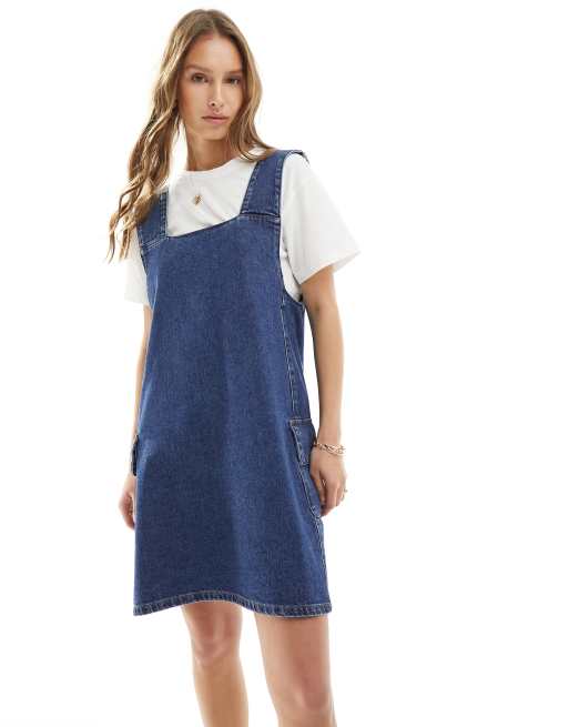 Miss Selfridge Vestito scamiciato svasato in denim lavaggio
