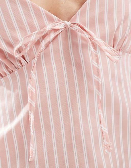 Miss Selfridge - Vestito sottoveste corto rosa e bianco a righe, 3 di 4