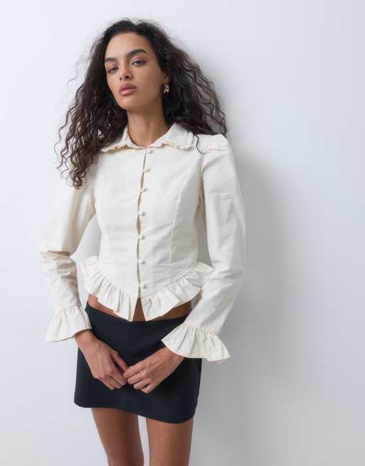 Miss Selfridge victoriana blouse in antique white, 3 of 5