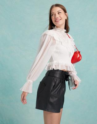 Miss Selfridge victoriana blouse in white φωτογραφία