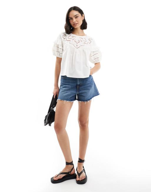 Miss Selfridge - Victoriana - Hvid bluse med cutwork-detaljer i poplin, 3 af 4