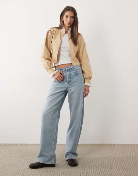 Miss Selfridge victoriana kontrastbroderiejacka med volang i beige - view 1